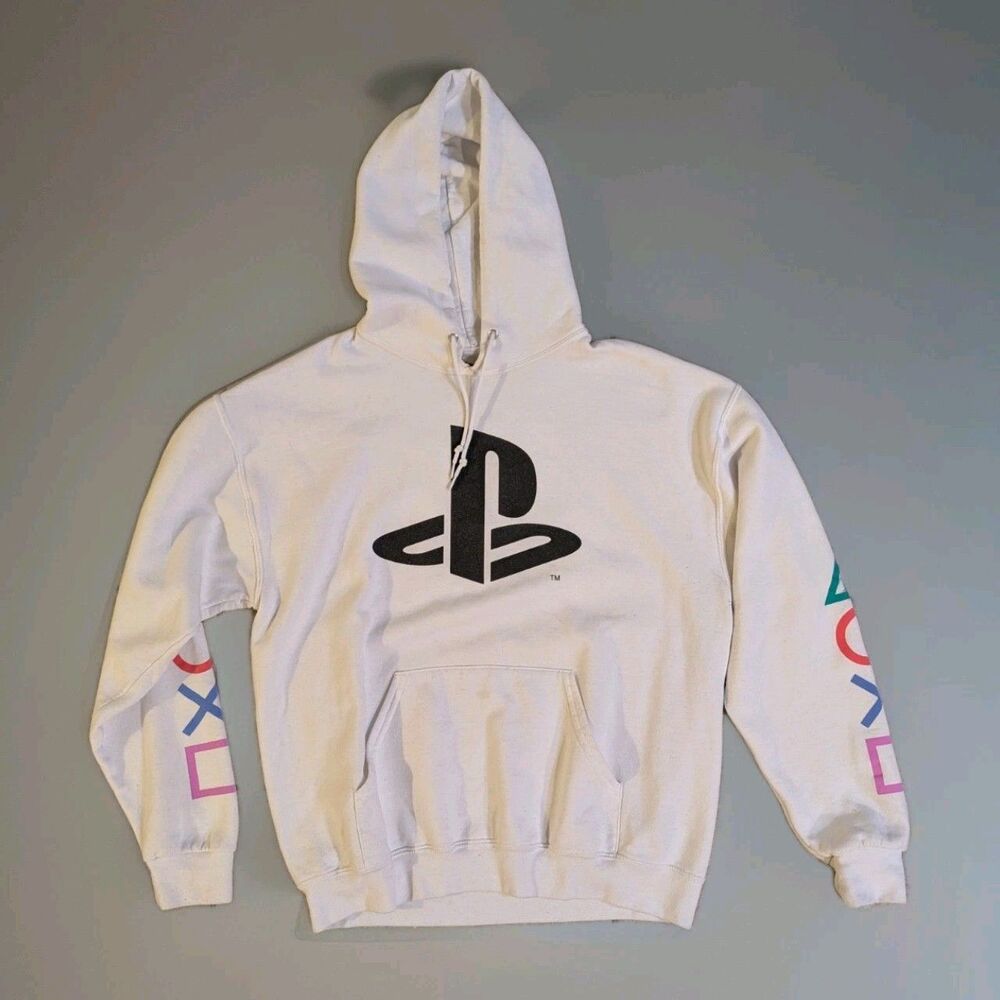 PlayStation Logo Hoodie White Size L Sony Interactive Entertainment Pullover